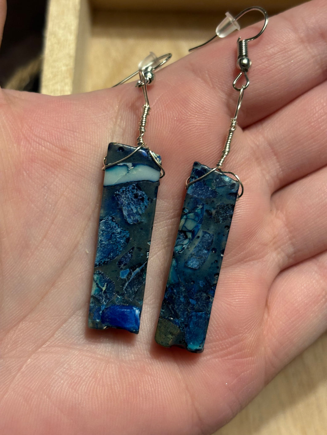 Blue Imperial Jasper Dangle Earrings