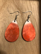 Load image into Gallery viewer, Orange Watercolor Teardrop Earrings
