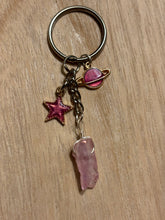 Load image into Gallery viewer, Pink Aura Quartz w/ Cosmic Charms (Keychain)
