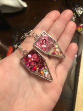 Load image into Gallery viewer, Red &amp; Pink Heart Glitter Dangle Earrings
