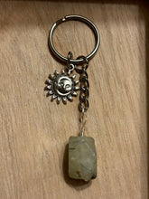 Load image into Gallery viewer, Prehnite Crystal &amp; Sun Charm Keychain
