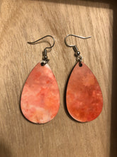 Load image into Gallery viewer, Orange Watercolor Teardrop Earrings
