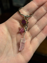 Load image into Gallery viewer, Pink Aura Quartz w/ Cosmic Charms (Keychain)
