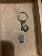 Load image into Gallery viewer, Hamsa Hand/ Lotus Charm Keychain
