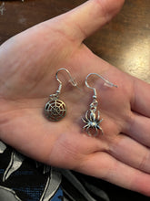 Load image into Gallery viewer, Spider &amp; Web Dangle Earrings
