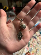 Load image into Gallery viewer, Hamsa Hand/ Lotus Charm Keychain
