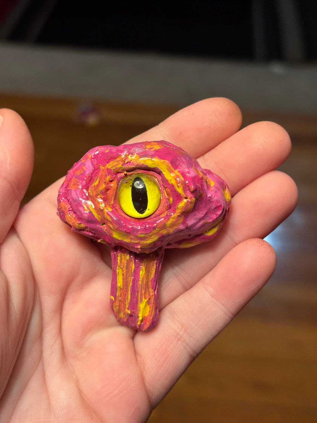 Pink/ Yellow Trippy Mushroom Fridge Magnet