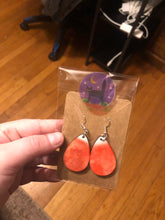 Load image into Gallery viewer, Orange Watercolor Teardrop Earrings
