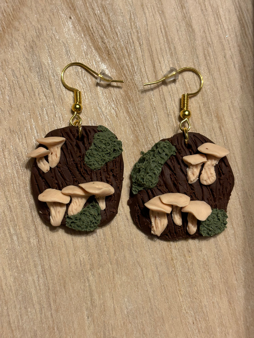 Mushroom Log Dangle Earrings