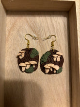 Load image into Gallery viewer, Mushroom Log Dangle Earrings
