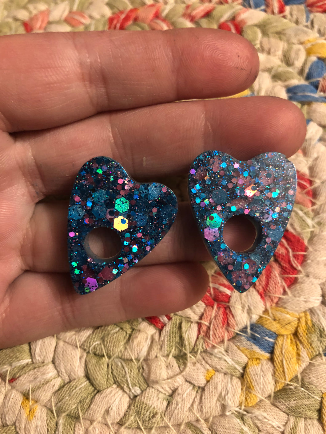 Blue Planchette Stud Earrings