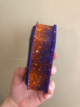 Load image into Gallery viewer, Orange &amp; Purple Glitter Coffin
