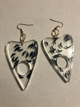 Load image into Gallery viewer, Clear Dangly Bat Planchette Earrings
