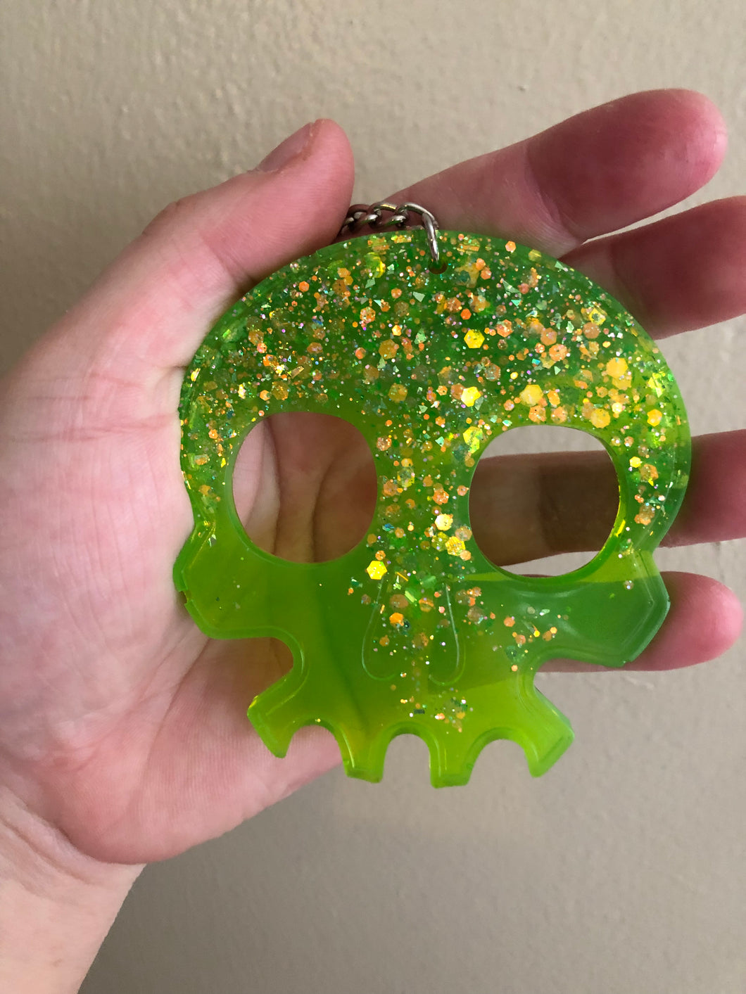 Like Green Self Defense Skull Keychain