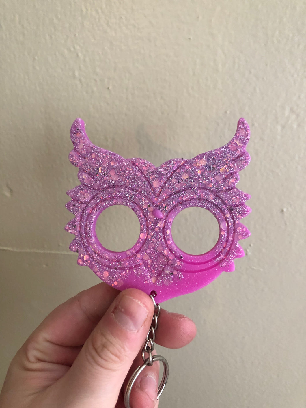 Bubble Gum Pink Self Defense Owl Keychain