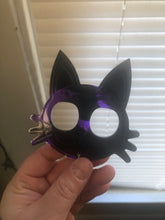 Load image into Gallery viewer, Purple &amp; Black Self Defense Cat Keychain
