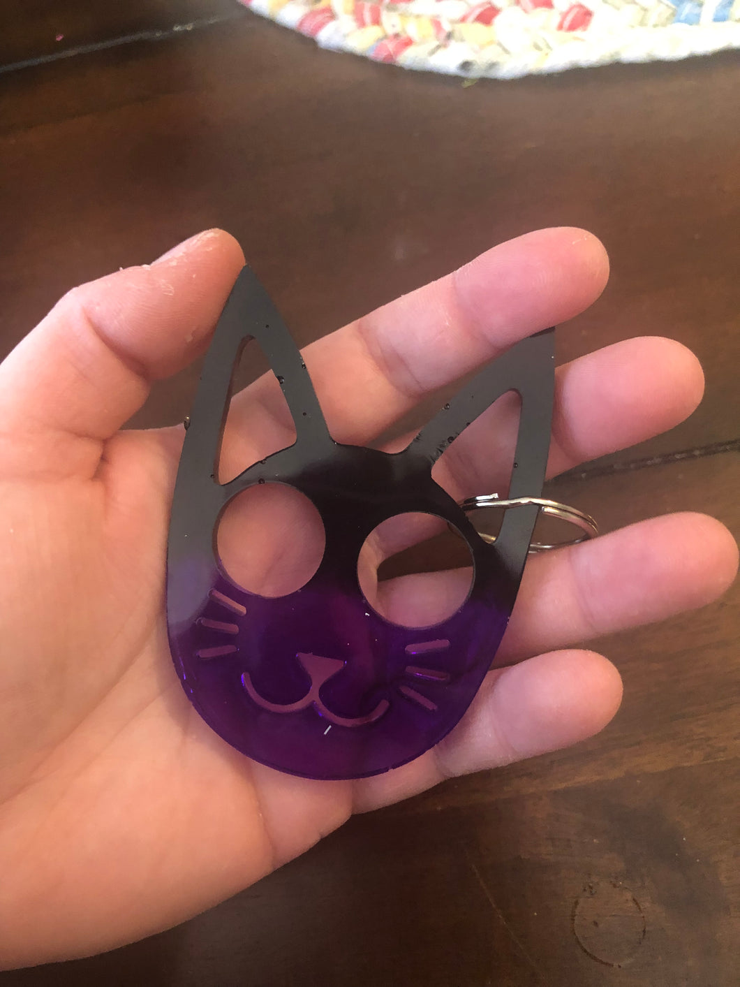 Small Purple & Black Cat Self Defense Keychain