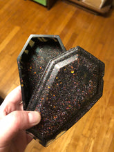 Load image into Gallery viewer, Black Glitter Drip Coffin Box
