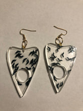 Load image into Gallery viewer, Clear Dangly Bat Planchette Earrings
