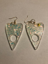 Load image into Gallery viewer, Clear Holographic Planchette Dangly Earrings
