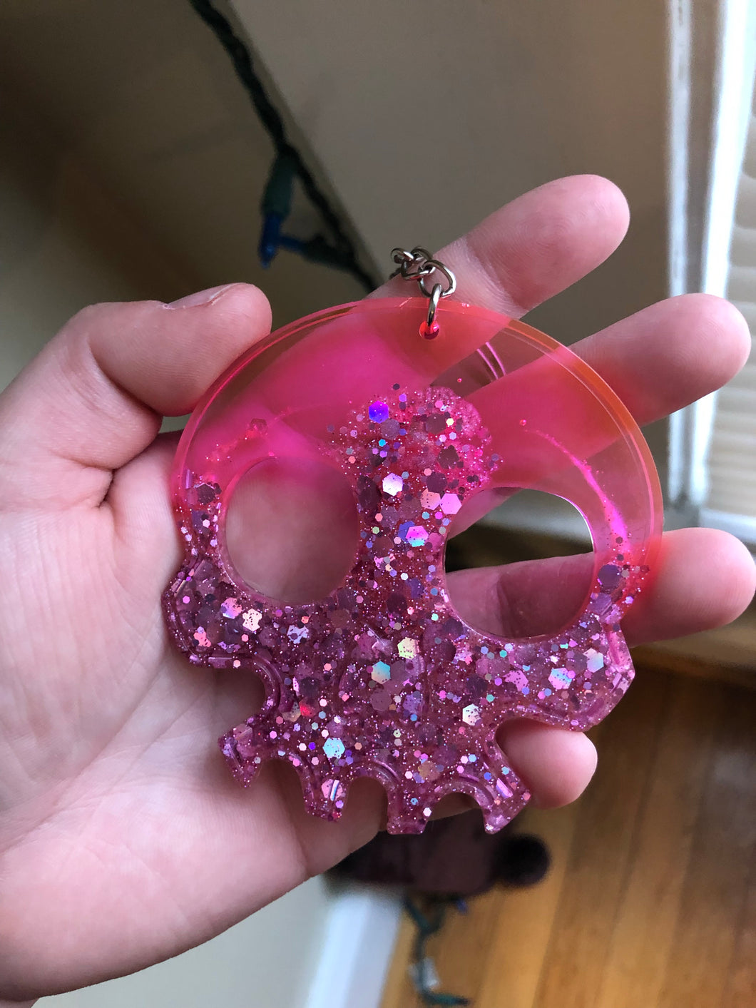 Pink Ombré Skull Self Defense Keychain