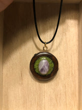 Load image into Gallery viewer, Wooden Moss Filled Crystal Necklace
