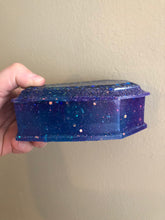 Load image into Gallery viewer, Purple &amp; Blue Glitter Coffin Trinket Box
