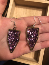 Load image into Gallery viewer, Purple Glittery Dangle Earrings
