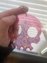 Load image into Gallery viewer, Light Pink Glitter Skull Self Defense Keychain
