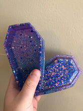 Load image into Gallery viewer, Purple &amp; Blue Glitter Coffin Trinket Box
