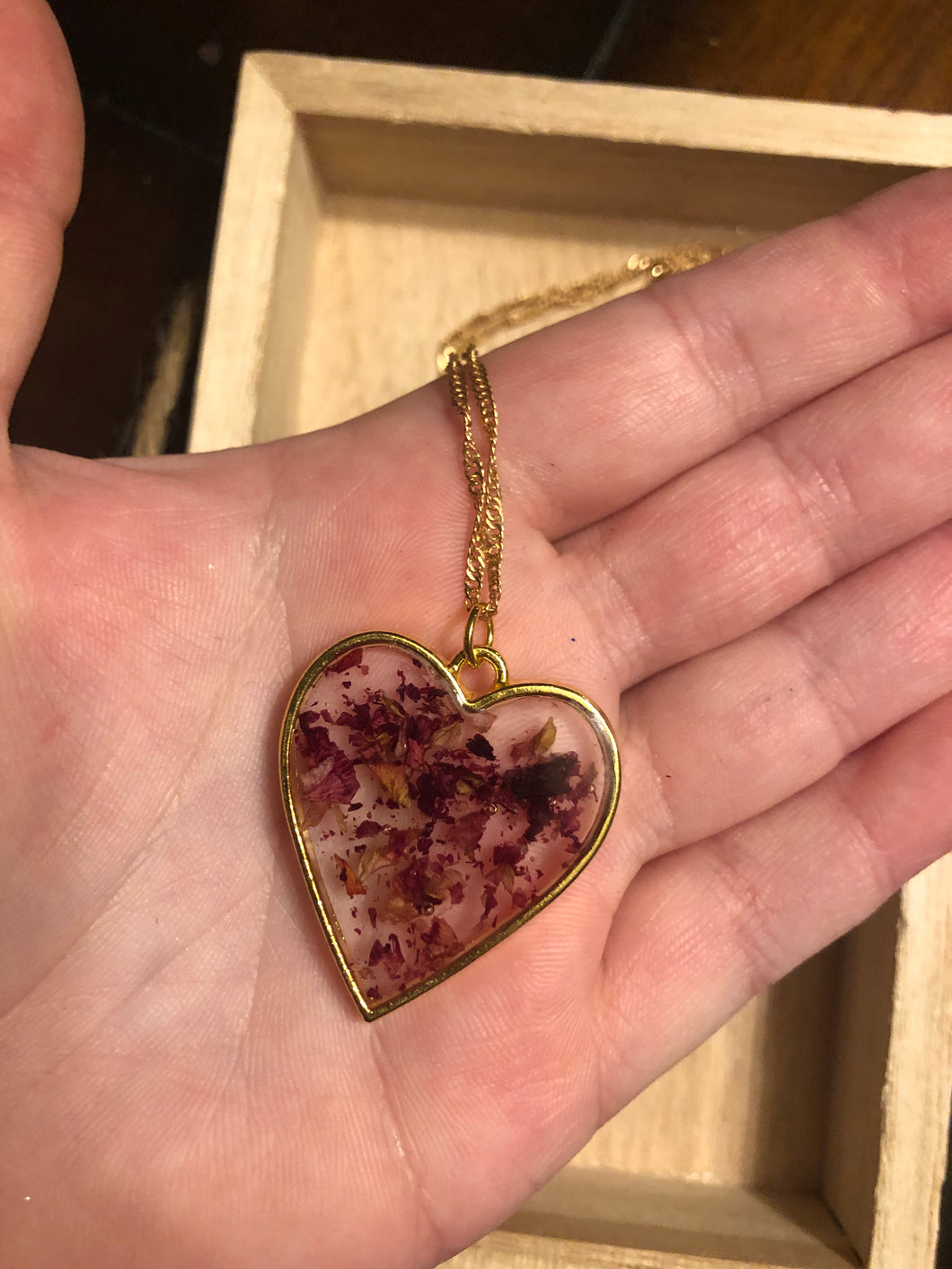 Rose Petal Heart Necklace