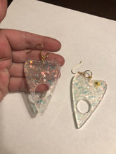 Load image into Gallery viewer, Clear Holographic Planchette Dangly Earrings
